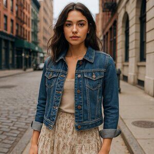 Vintage Y2K Abercrombie & Fitch Women Denim Jacket Size Small Early 2000s Preppy